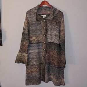 New! CJ BANKS Button Down Cardigan with Bell Sleeves